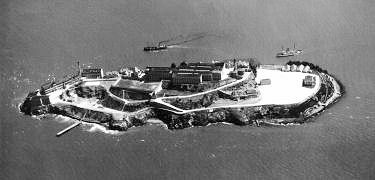 Aerial view of Alcatraz Island.